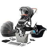 kk Kinderkraft Carrito Bebé 3 en 1 PRIME, Silla de Paseo, Silla...